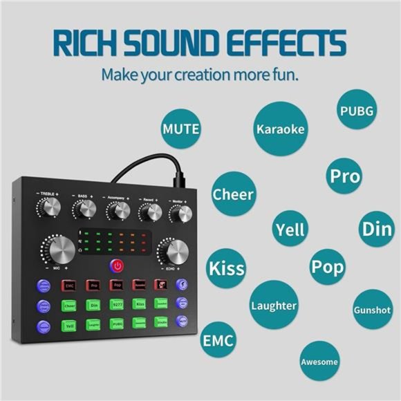 Podcast Equipment Bundle,Audio Interface with DJ Mixer and Studio Broadcast Mic - Picture 3 of 7